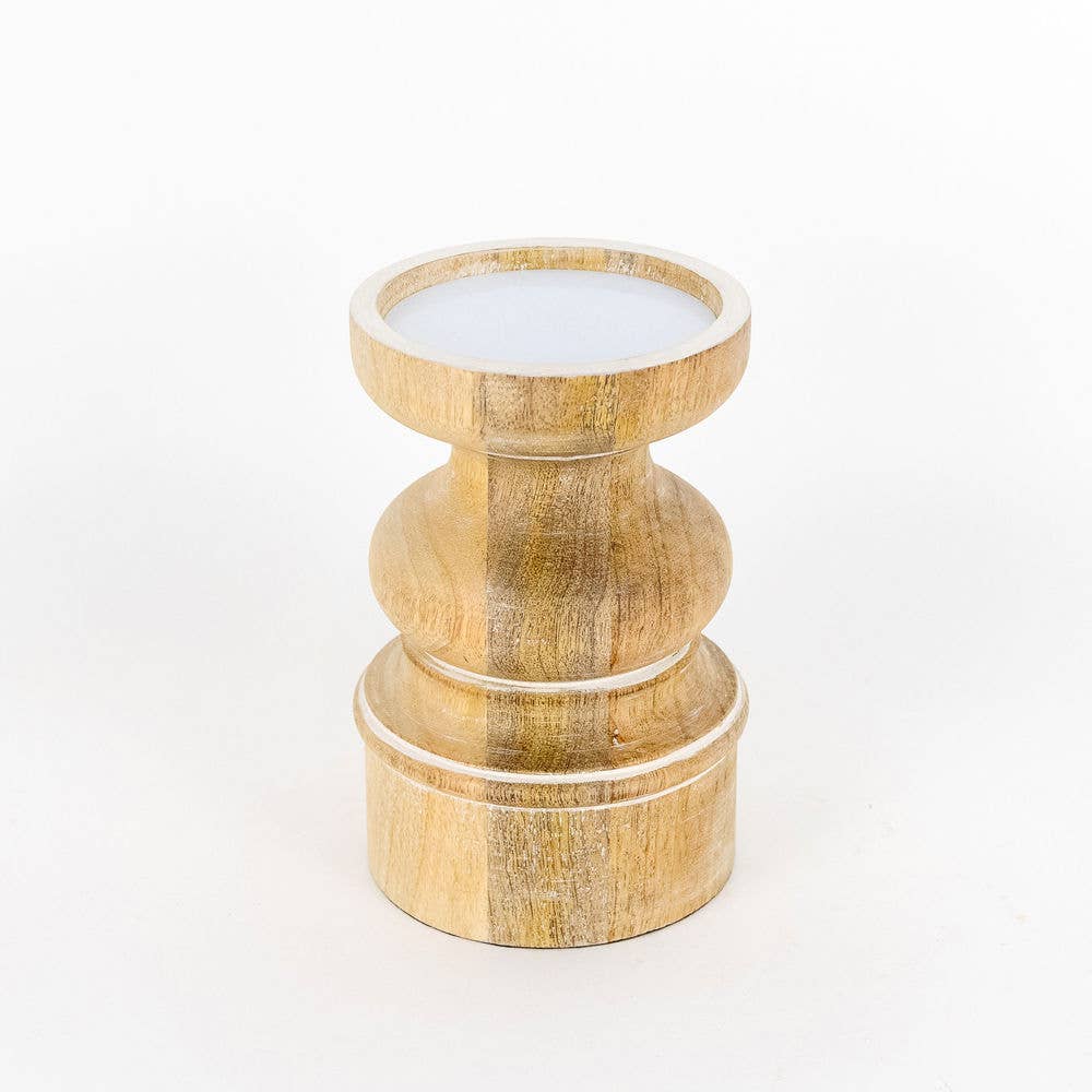 Mango Wood Candle Holder Small