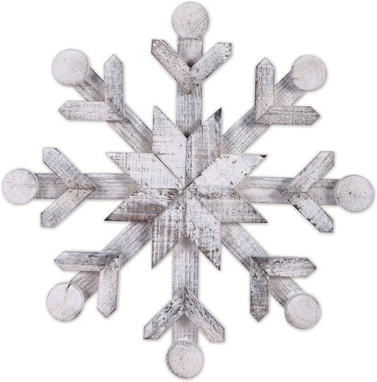White Wood Snowflake 14"