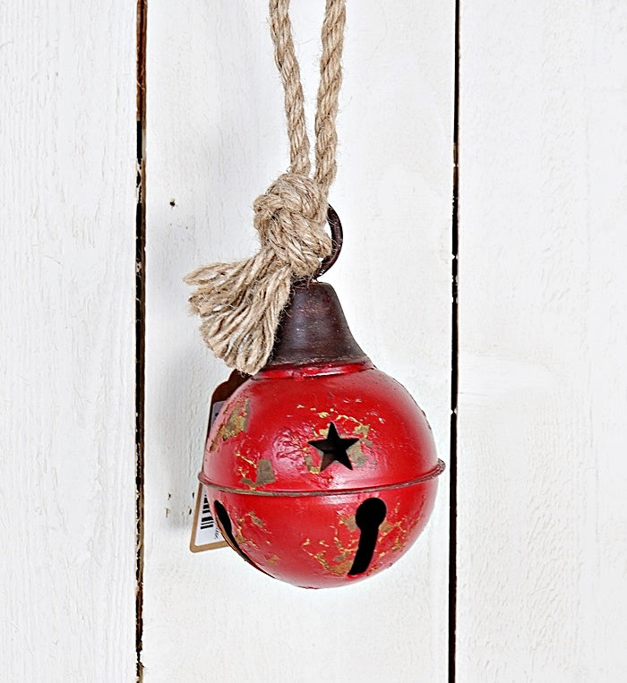 Aged Finished Metal Bell with Jute Loop