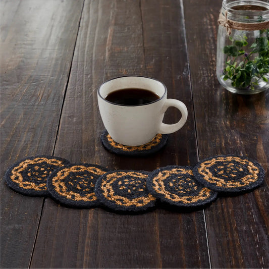 Black & Tan Jute Coaster Set