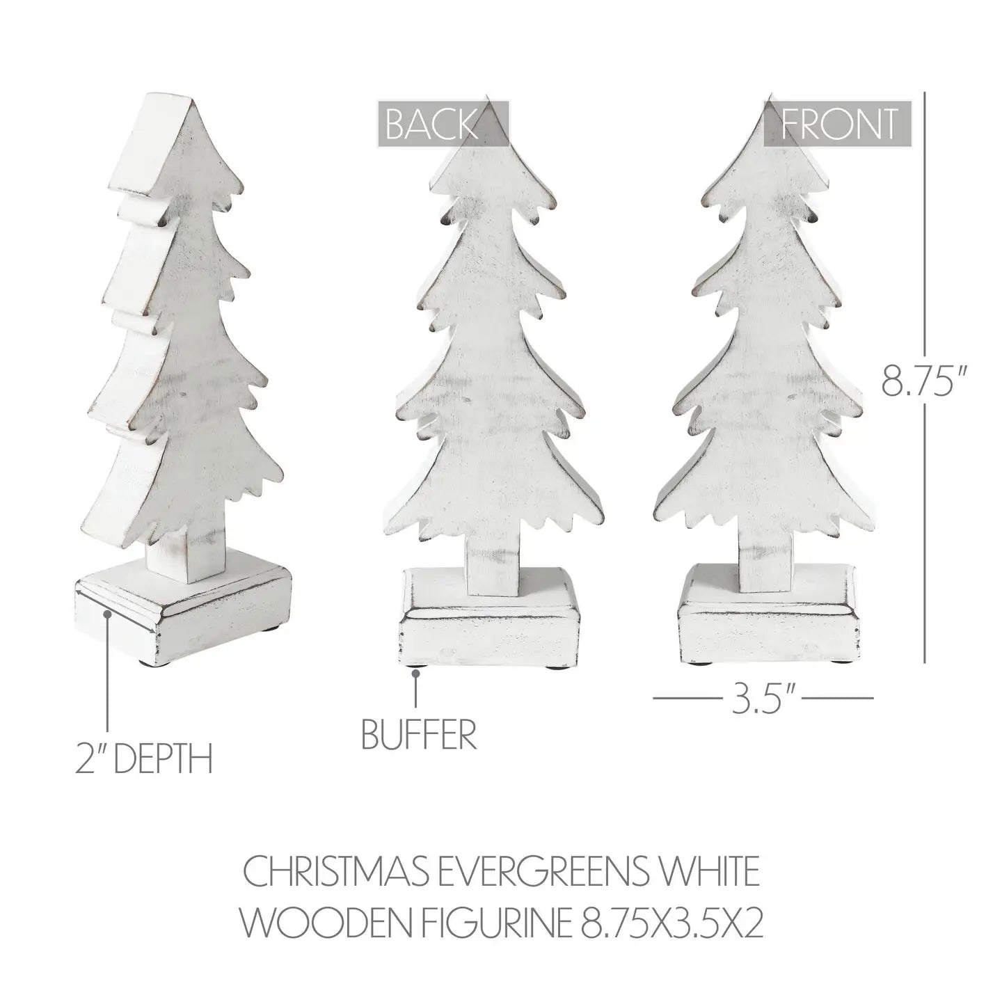 Christmas Evergreens White Wooden Figurine