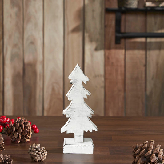 Christmas Evergreens White Wooden Figurine