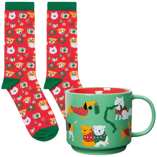 Danica Jubilee Holiday Hounds Christmas Mug and Socks Set