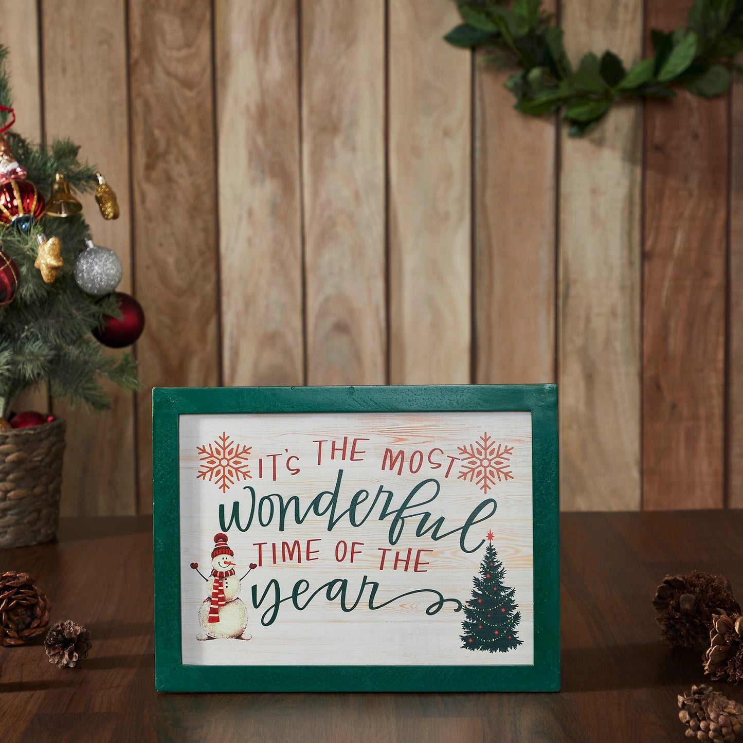 It's the Most Wonderful Time Snowman Framed Wall  Sign