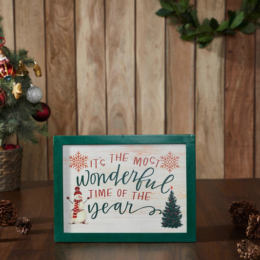 It's the Most Wonderful Time Snowman Framed Wall  Sign