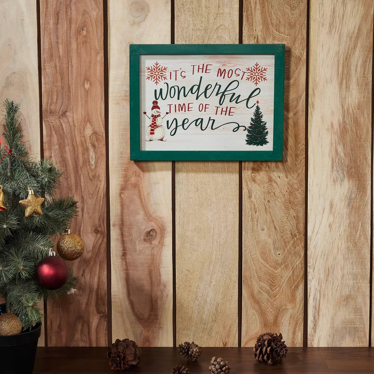 It's the Most Wonderful Time Snowman Framed Wall  Sign