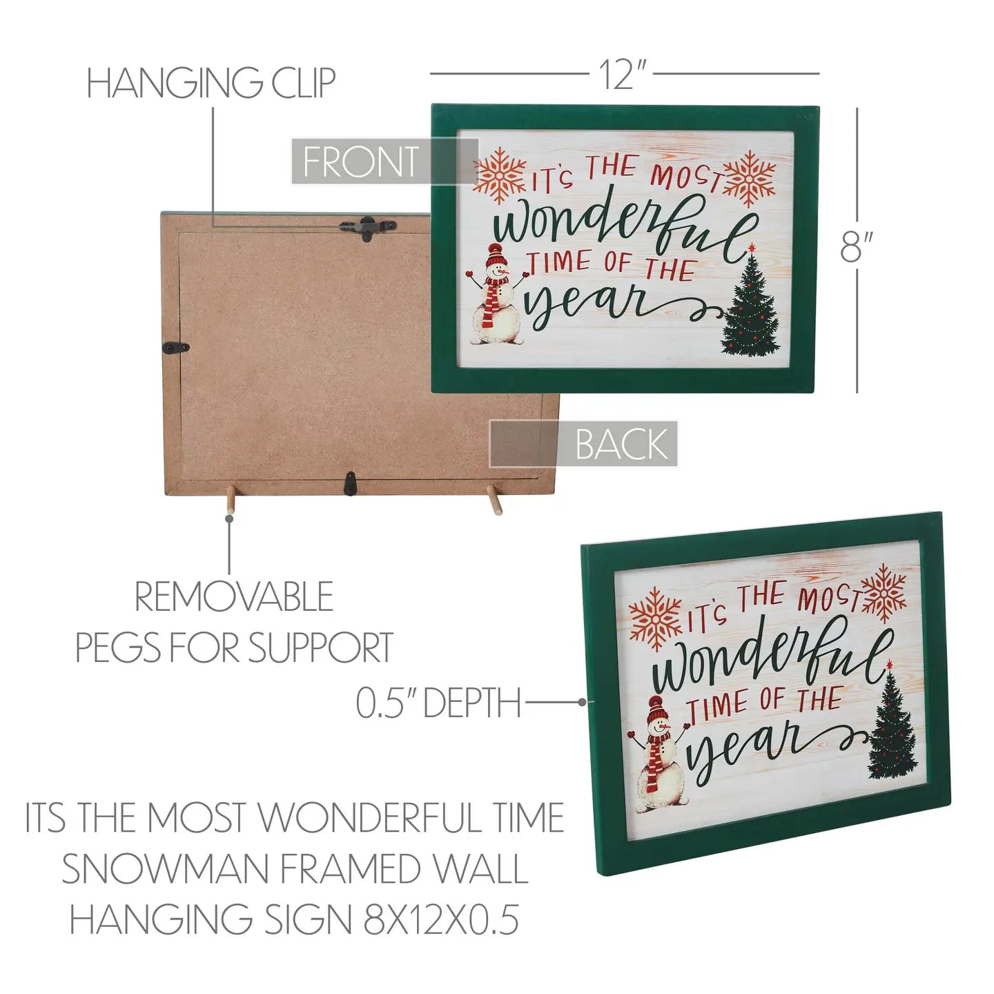It's the Most Wonderful Time Snowman Framed Wall  Sign