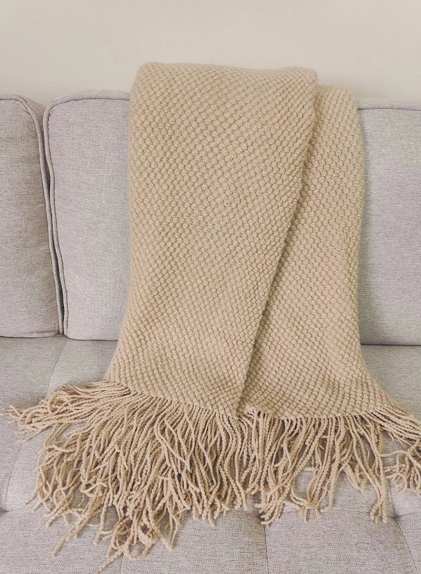 Fennco Knit Textured 50"x60" Throw Blanket with Fringe