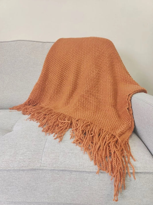 Fennco Knit Textured 50"x60" Throw Blanket with Fringe