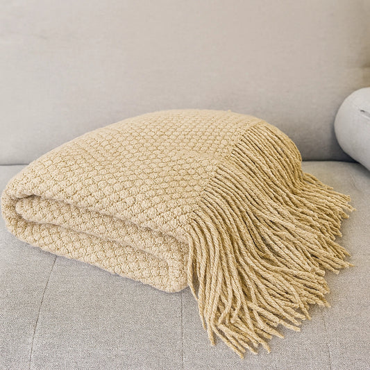 Fennco Knit Textured 50"x60" Throw Blanket with Fringe