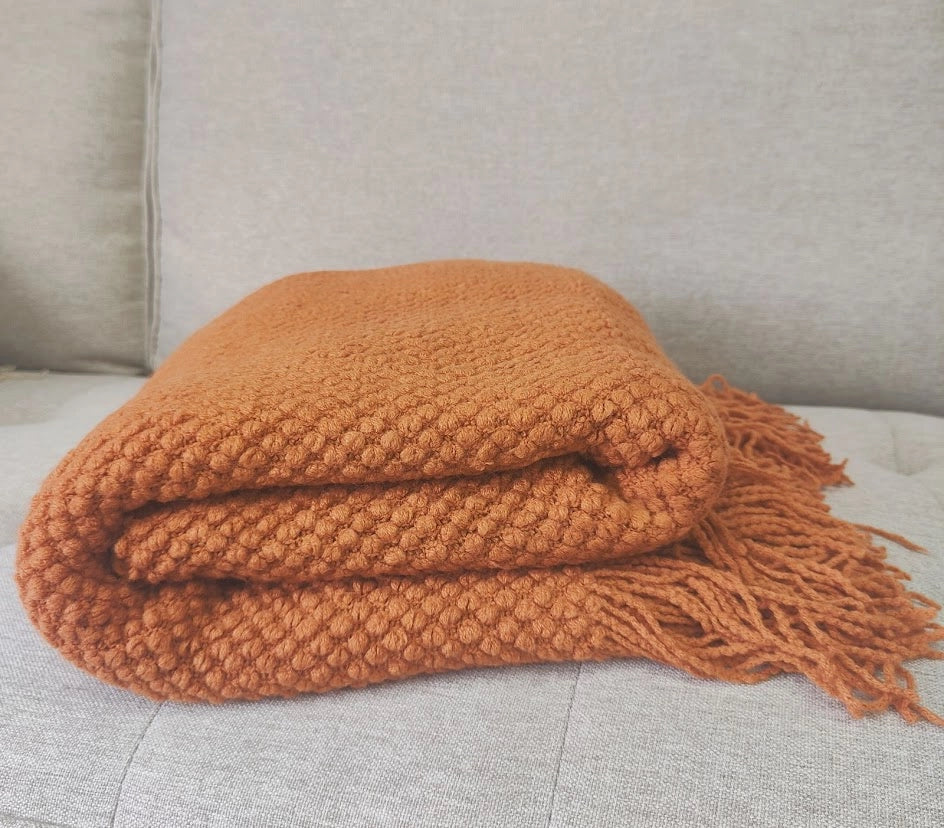 Fennco Knit Textured 50"x60" Throw Blanket with Fringe