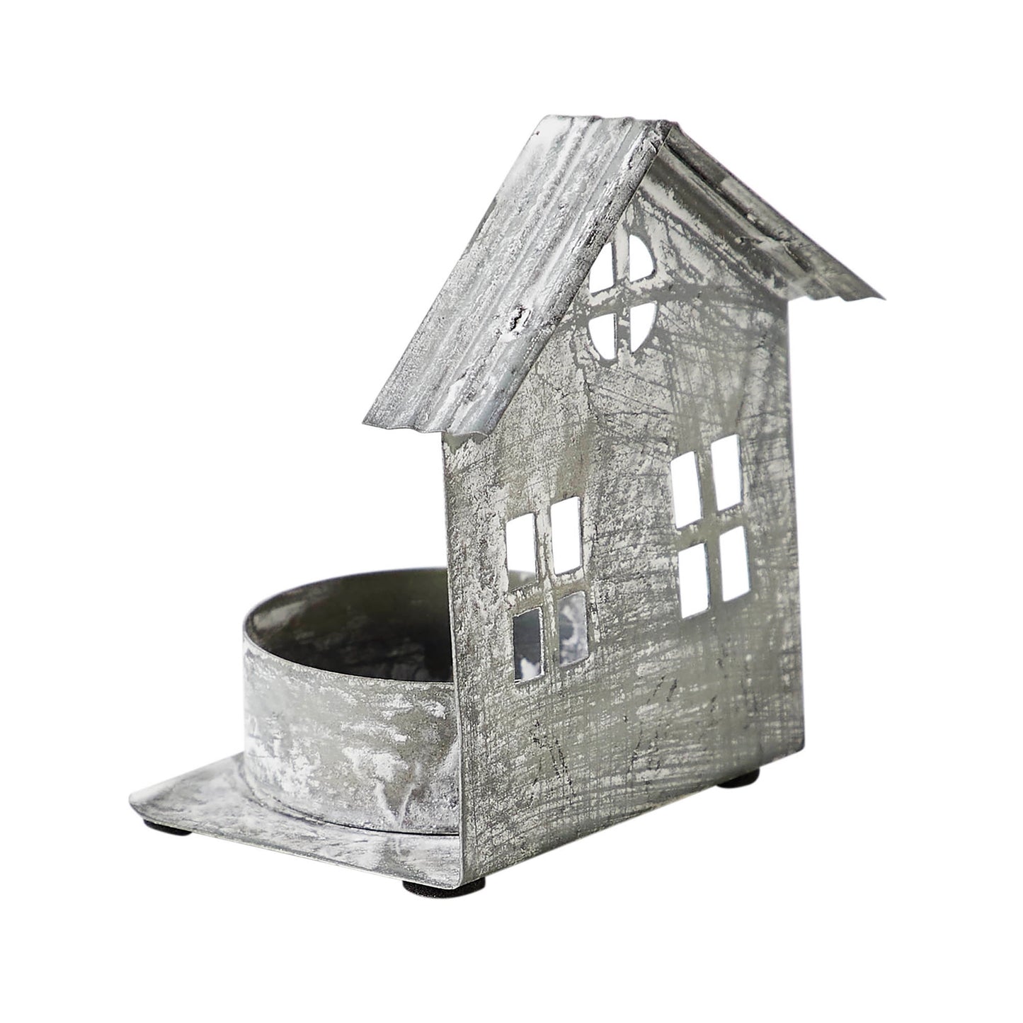 Galvanized Metal Village House Tealight Holder