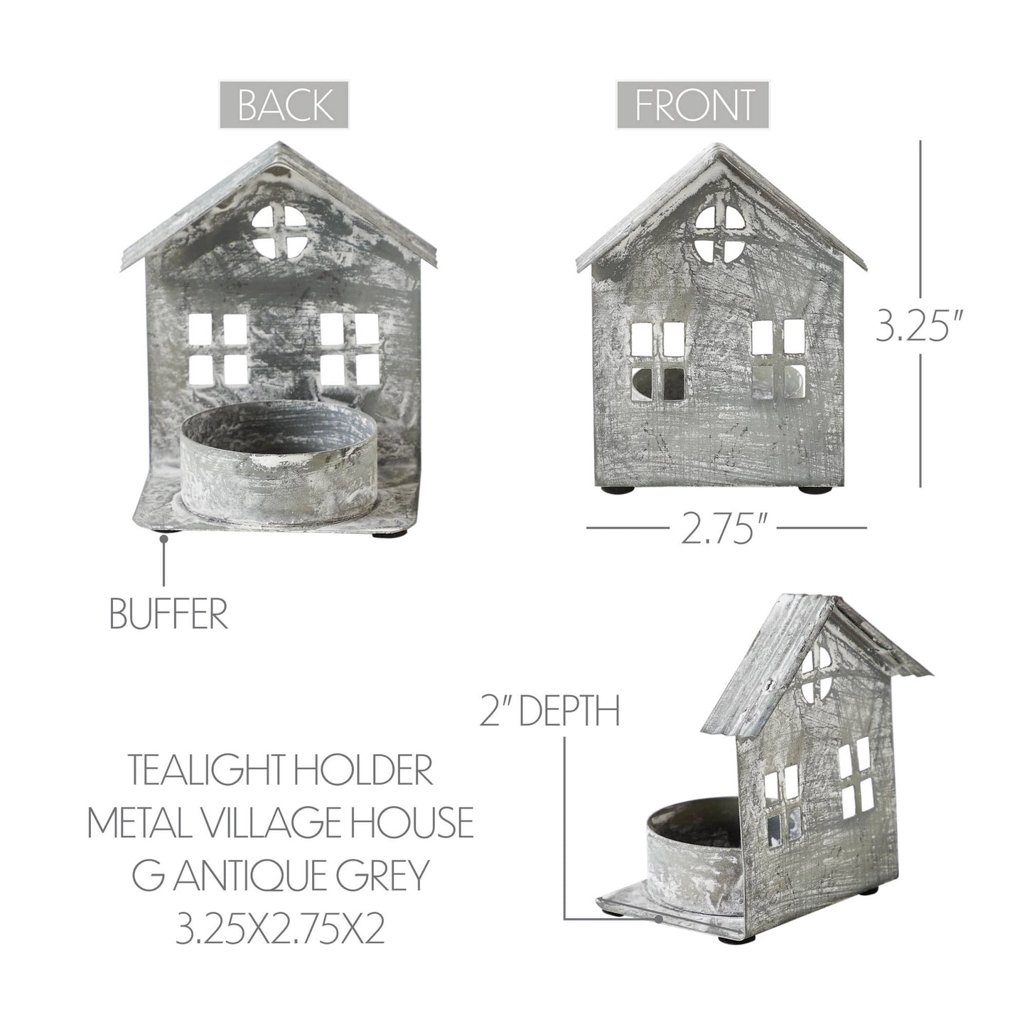 Galvanized Metal Village House Tealight Holder