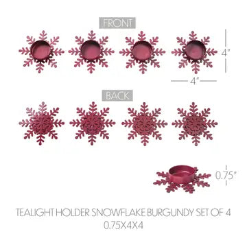Burgundy Snowflake Tealight Holder Set of 4