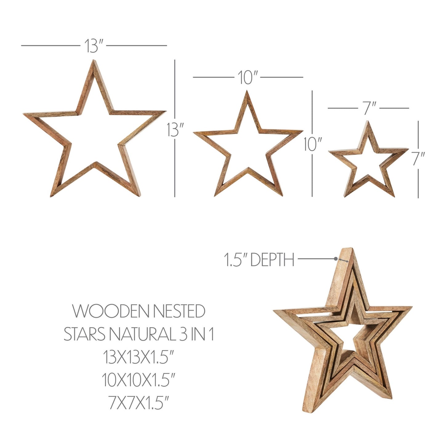 Wooden Nesting Stars Set of 3