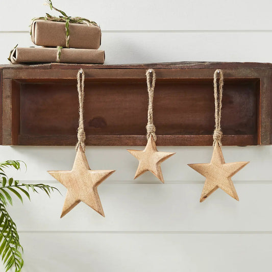 Wooden Star Ornament Set of 3
