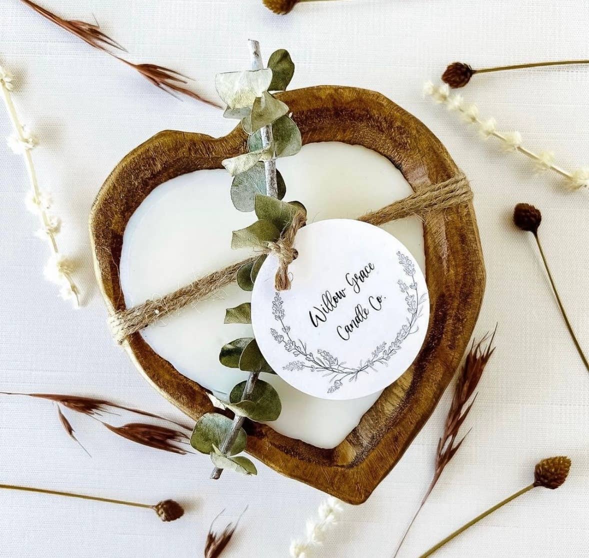 Small Heart Dough Bowl Candle