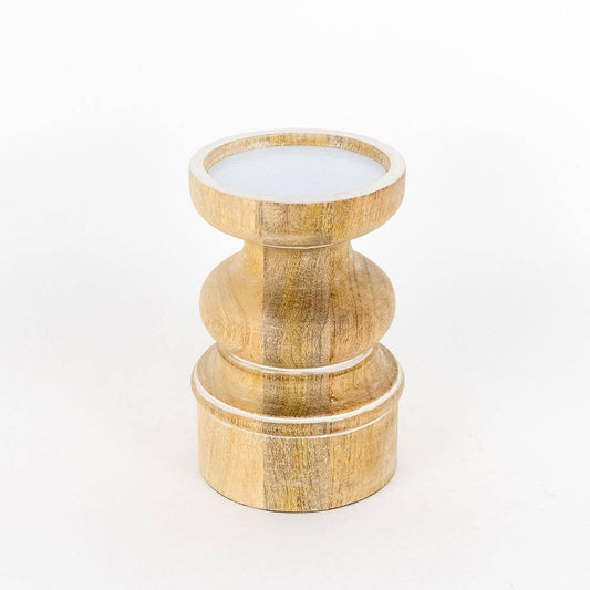 Mango Wood Candle Holder Small