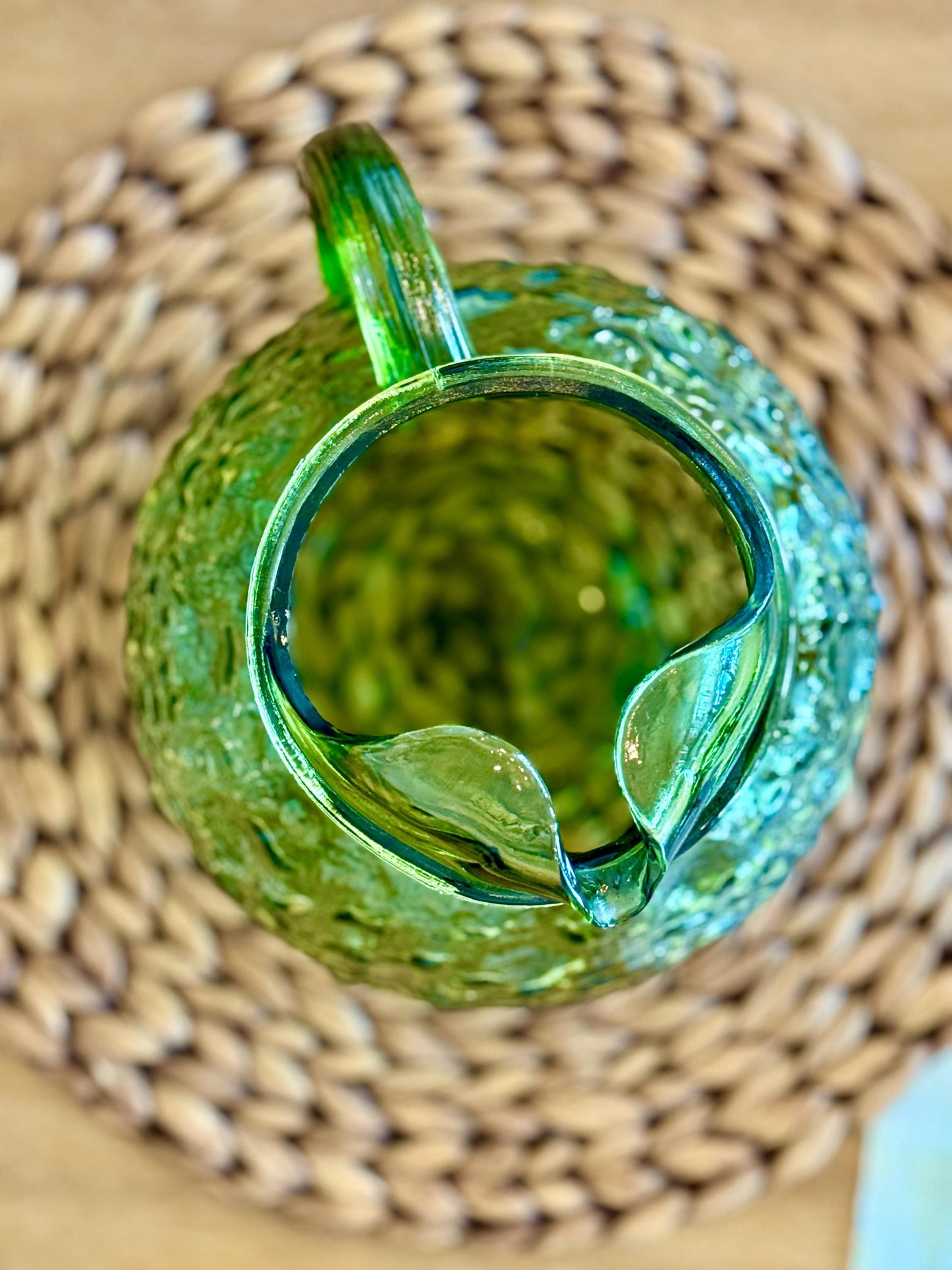 Mid Century Anchor Hocking Milano Lido Green Ball Pitcher