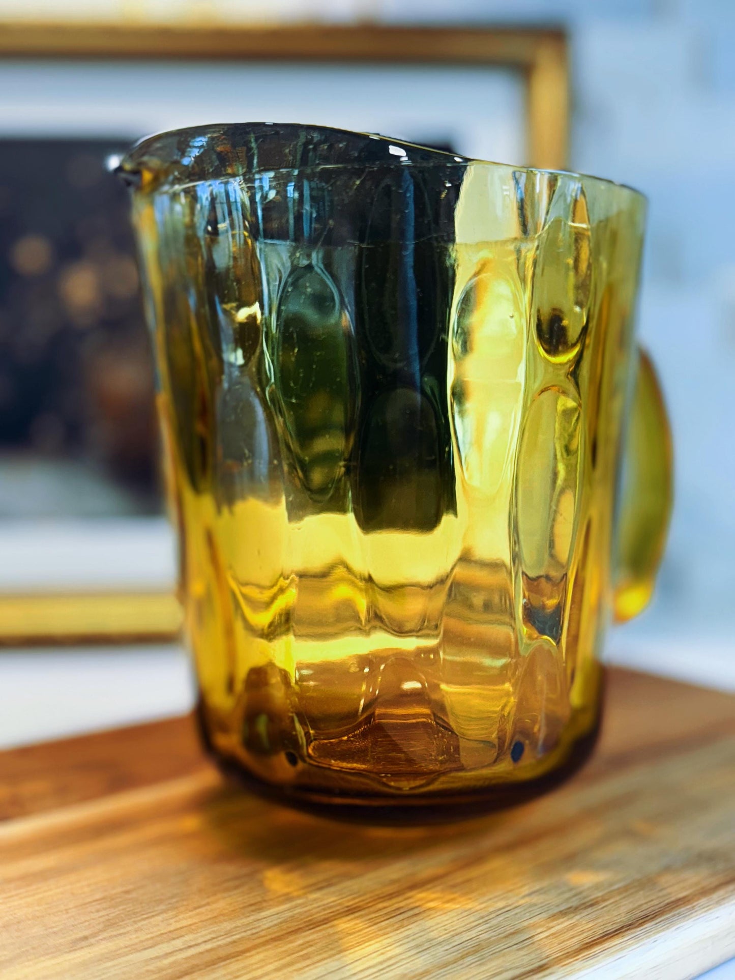 Mid Century Warm Honey Thumbprint Pitcher