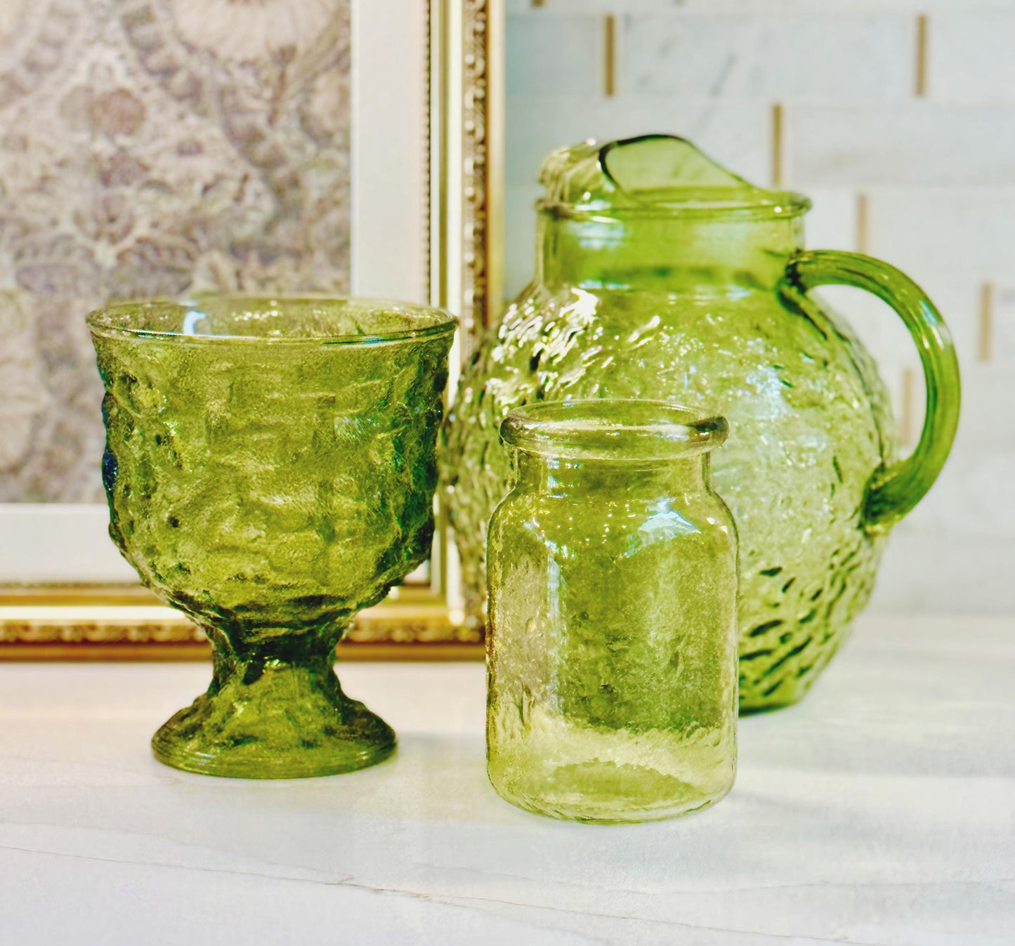 Mid Century Vintage EO Brody Green Goblet Candy Dish-Vase-Bowl