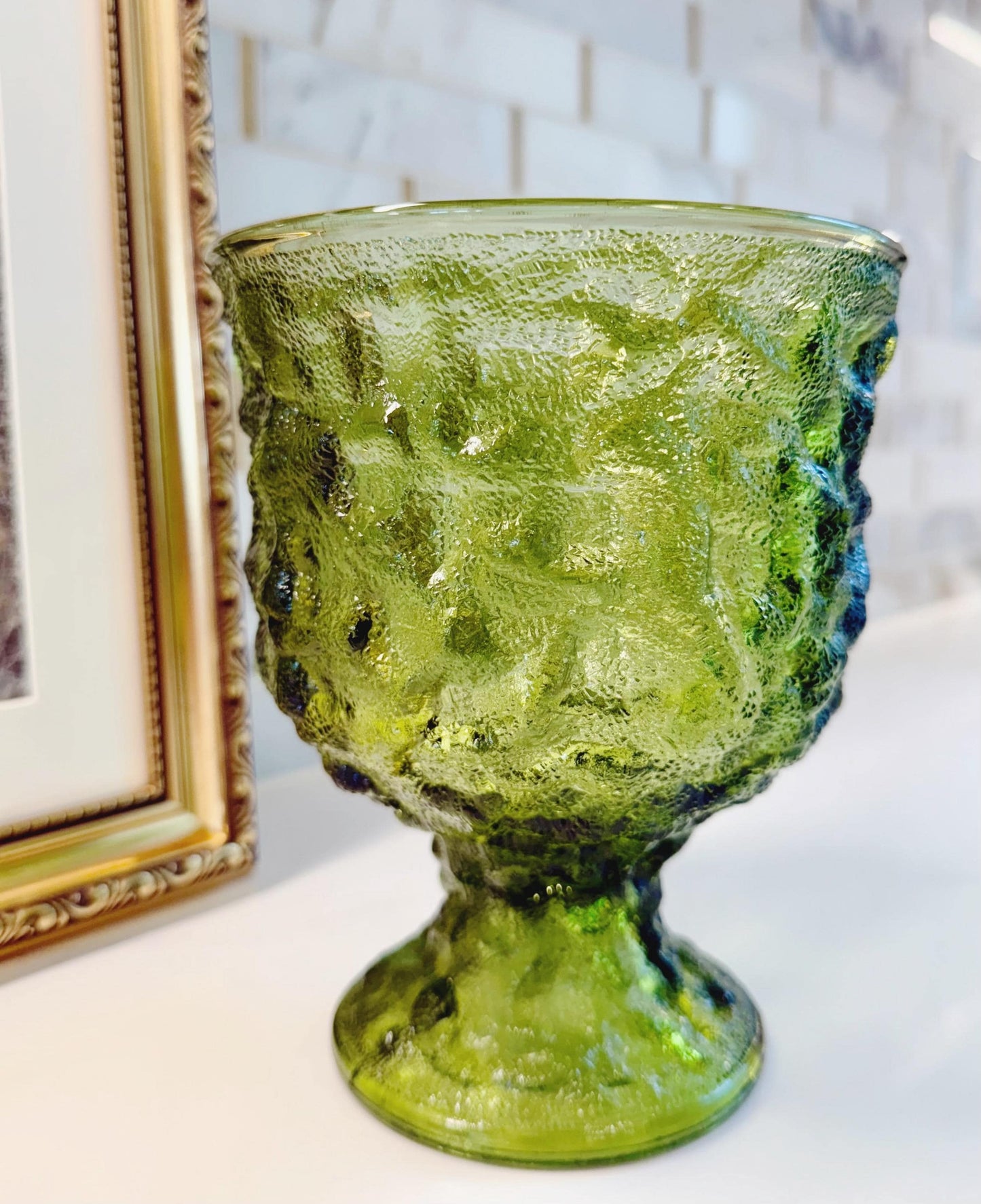 Mid Century Vintage EO Brody Green Goblet Candy Dish-Vase-Bowl
