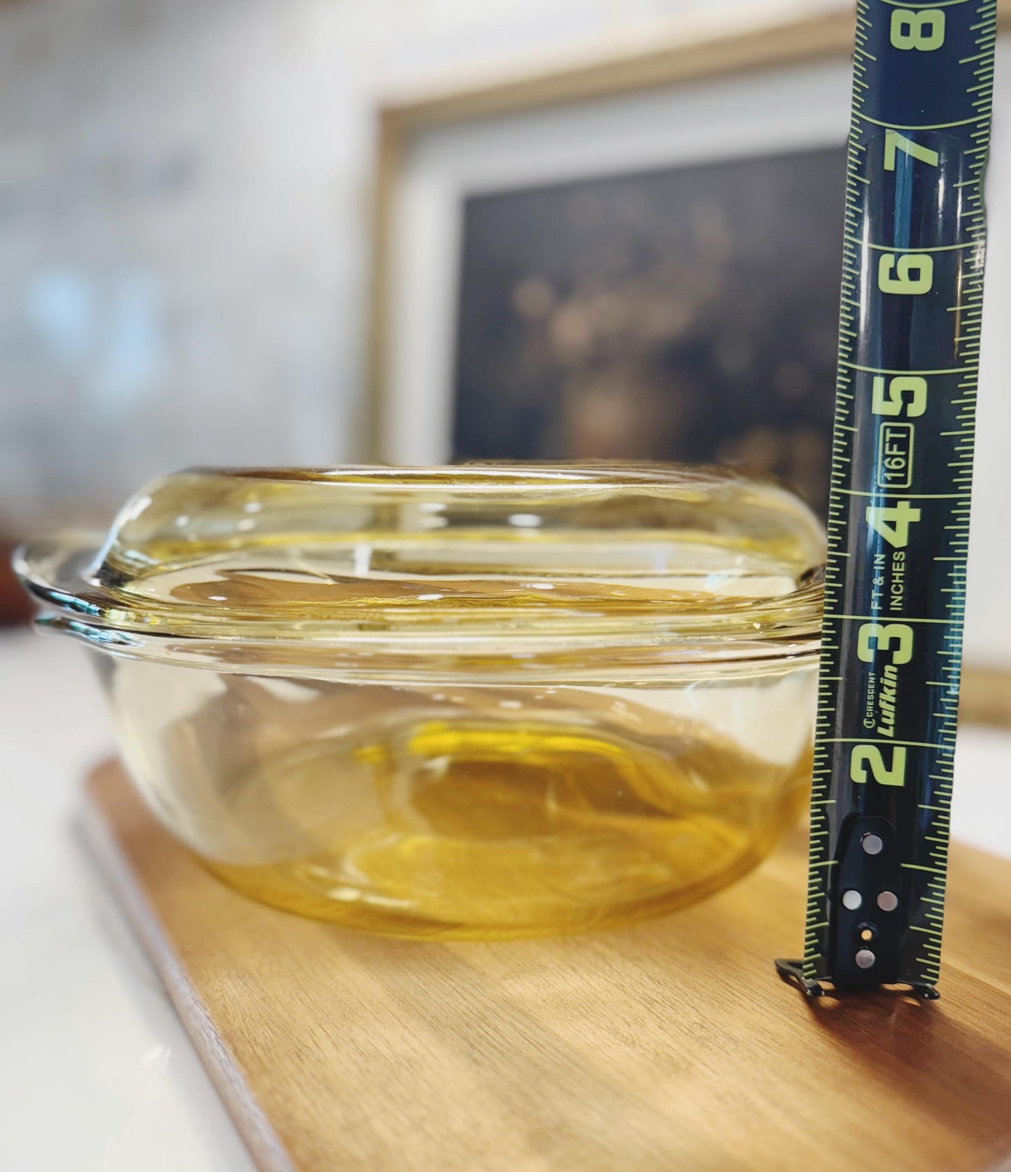 Mid Century Vintage Amber Glass Casserole Dish