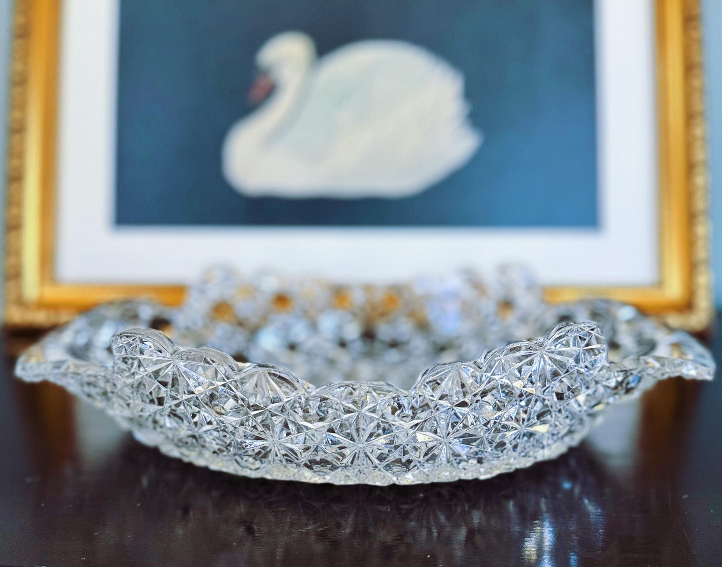 Vintage Scalloped Glass Bowl: Daisy & Button, Early American Pattern