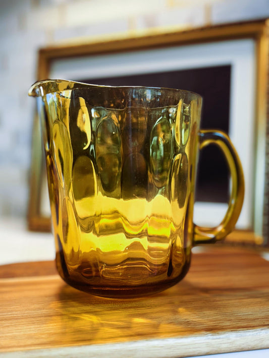 Mid Century Warm Honey Thumbprint Pitcher