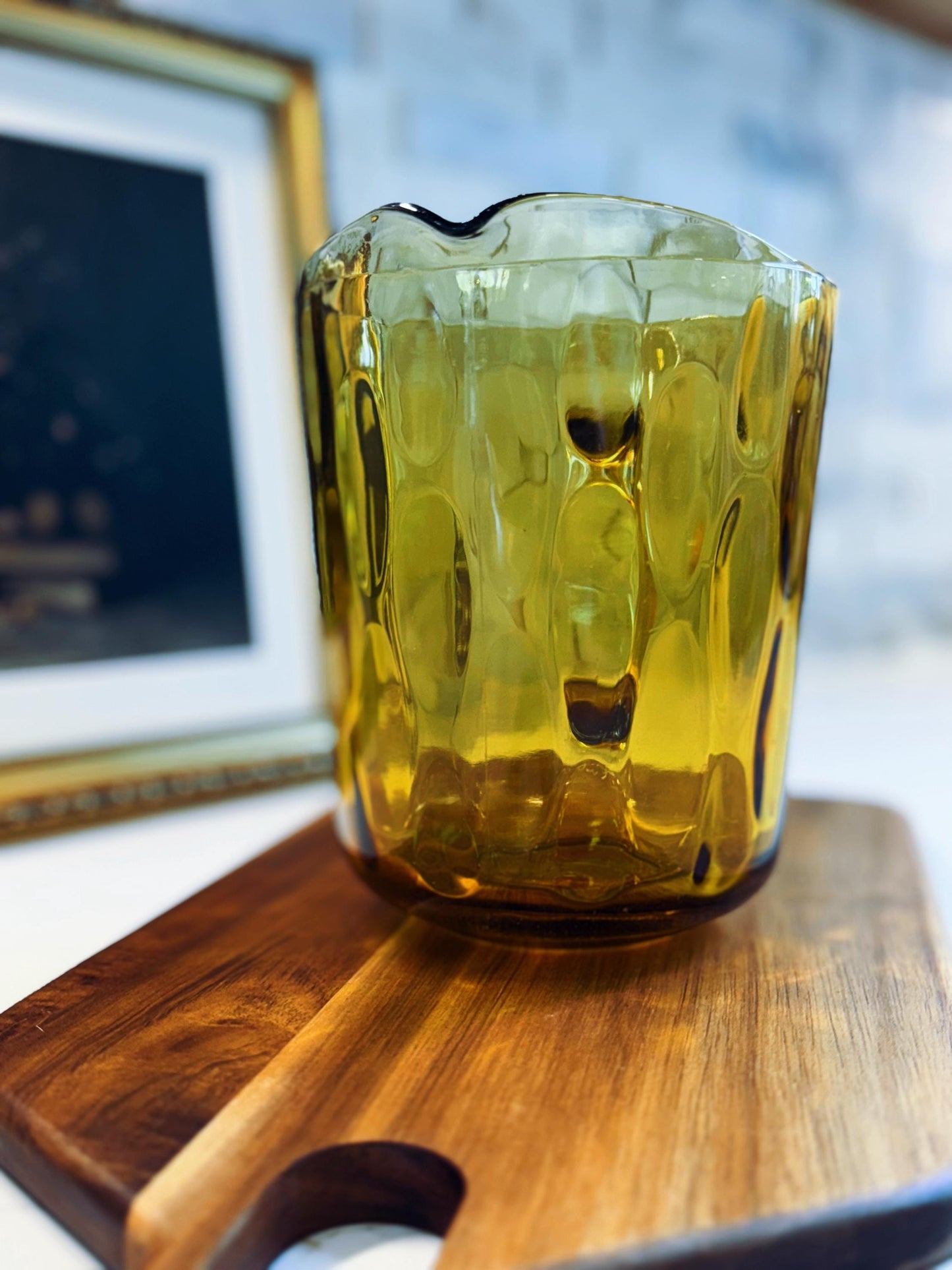 Mid Century Warm Honey Thumbprint Pitcher